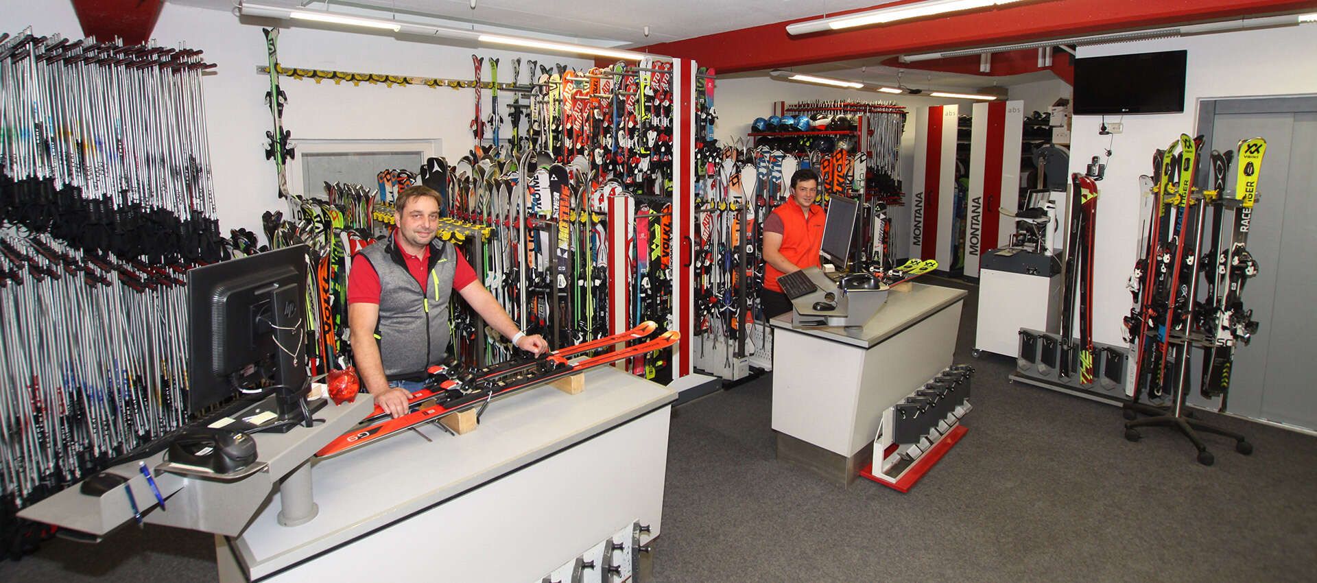  Ski and snowboard rental at the Krismer sports shop in Fiss
