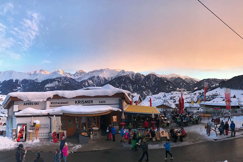  Sunset with the Café Krismer in Fiss in Tyrol